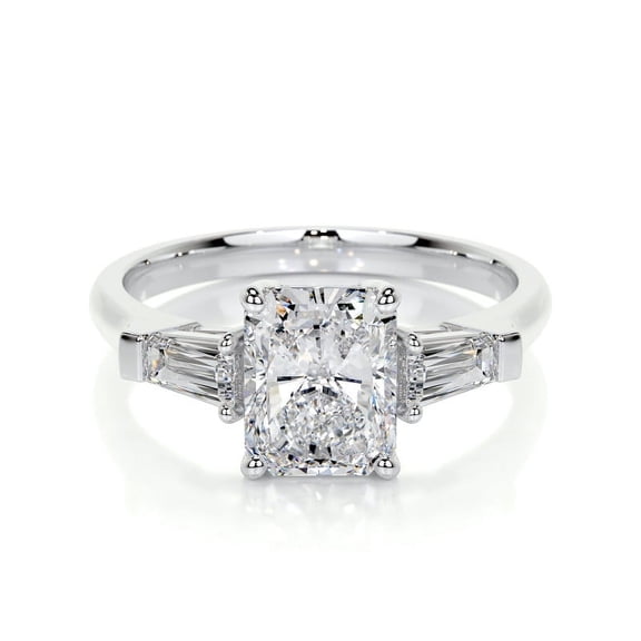 Spot Jewel 14K White Gold Plated 2.2 Ct Radiant Cut Mid Century Diamond Engagement Ring - Lab-Created Simulated Diamond - Beautiful Women's Jewelry - Ideal for Proposals and Special Occasion Gift
