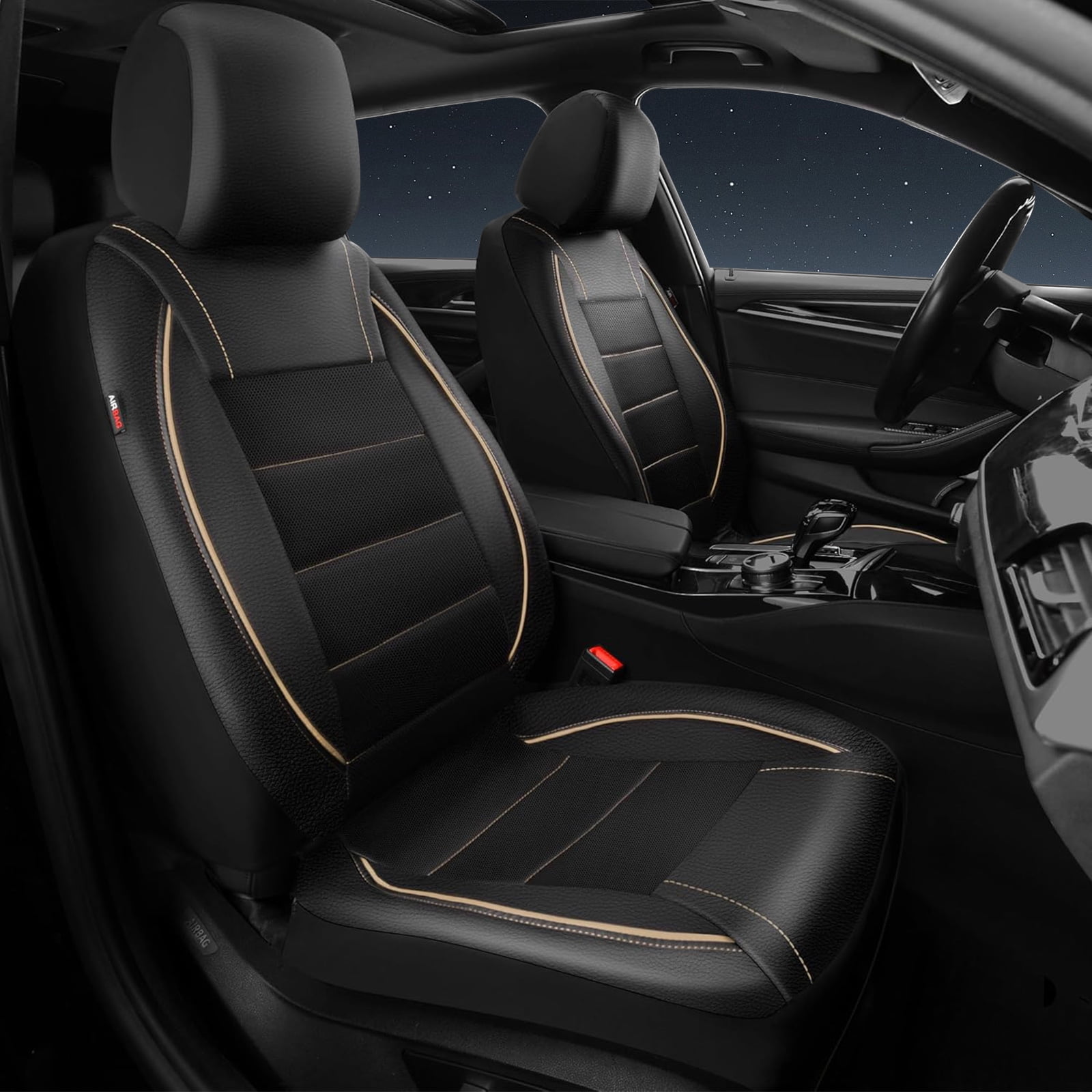 CAR GRAND Faux Leather car seat covers breathable universal fit airbag compatible car, SUV, truck and van