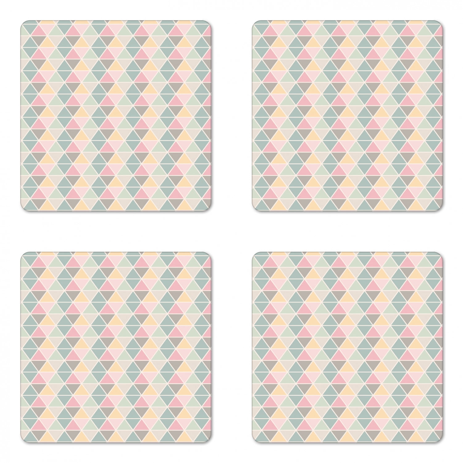 Geometric Pattern Coaster Geometric Coaster Set of 4, Abstract Form with Triangles Rhombus Zig ...
