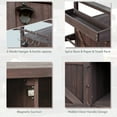 thumbnail image 5 of Bellemave Outdoor Serving Cart Kitchen Island Solid Wood Mobile Rolling Bar Cart with Lockable Wheels, Rack and Stainless Steel Top Beverage Storage Counter Table with Cabinet for Patio, Dark Brown, 5 of 12