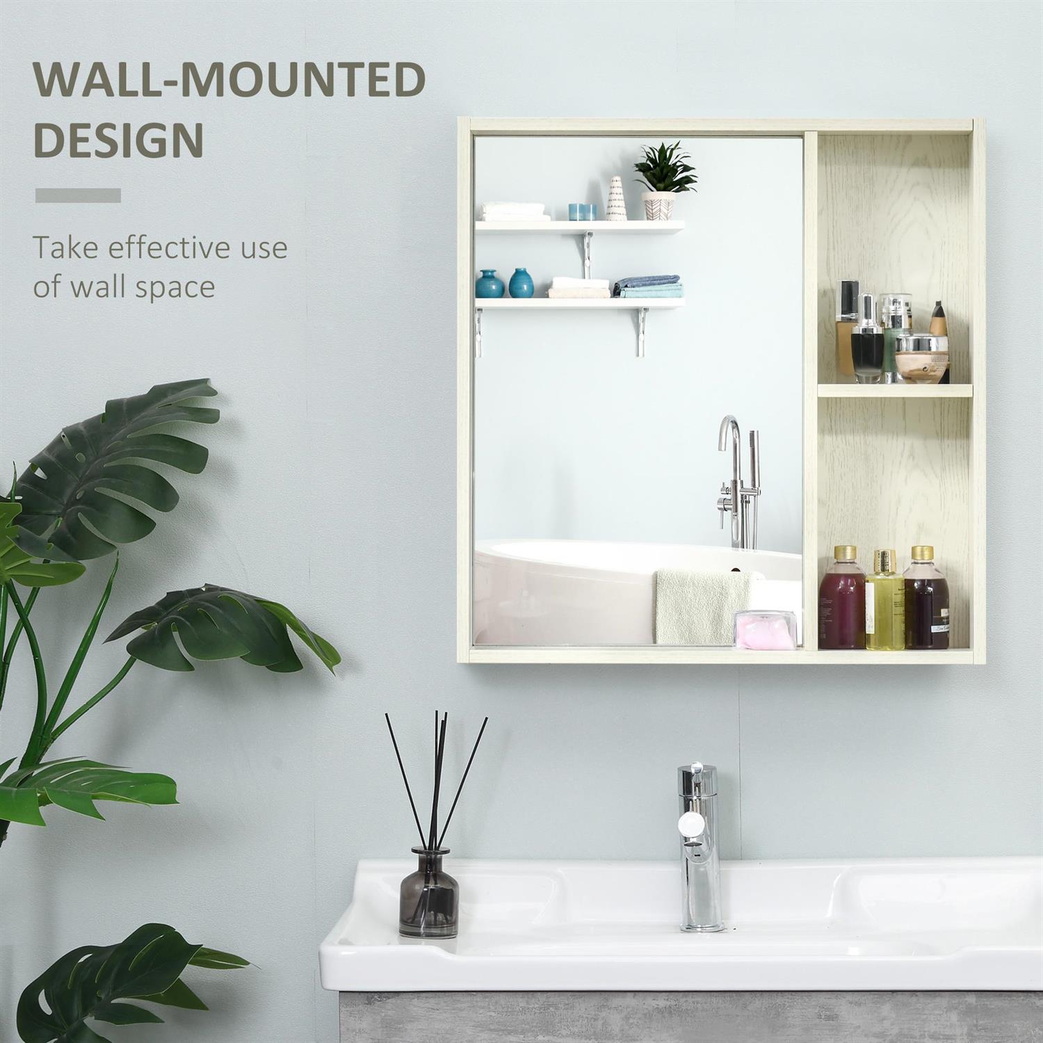 Demi Bonn 25" Bathroom Storage Mirror Cabinet, Wall Mounted, Over Toilet Design for Living Room & Laundry Room Use, White