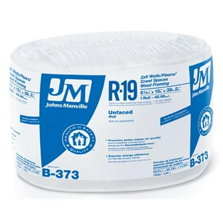 Air Cap Insulation Johns Manville Intl 90003721 R19 Unfaced Fiberglass Insulation, 48.96 Sq. Ft. Coverage, 6.5