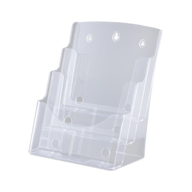 Portafolletos de acrílico, portafolletos, estante con diseño de parte posterior inclinada, soporte para letreros de mesa para panfletos, menú, recepci A4 3 niveles