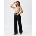 thumbnail image 3 of roswear Women's Stretchy Wide Leg Jeans Cuffed Denim Pants, 30" Inseam, Size 4-16, 3 of 6