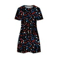 thumbnail image 5 of Fartey Stars Stripes Print Mini Dress for Women 4th of July Patriotic T Shirt Dresses Loose Casual Short Sleeve Crew Neck Dress Summer Beach Sundress Black XL, 5 of 5