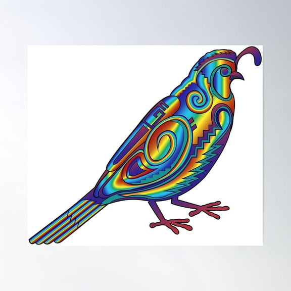Rainbow Quail Male Poster Wall Art, Modern Wall Decor For Living Room Bedroom, 8x12 UNFRAMED