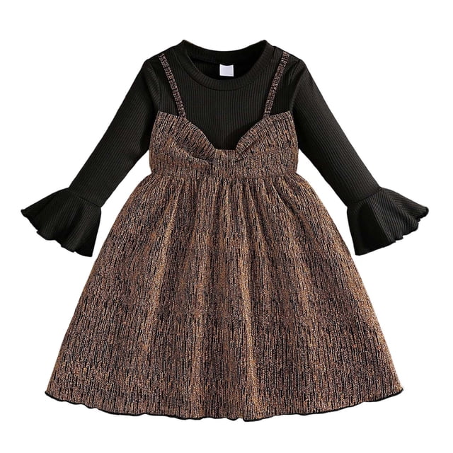 Nmnitkp Robe en Tulle pour Filles Tout-Petits Été Manches à Volants Robe Tutu Princesse Fête Décontractée à Étages 3-9 Ans