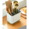 thumbnail image 3 of Large Capacity Tableware Caddy, Plastic Cutlery Storage Organizer with Removable Drain Base, Flatware Holder Utensil Caddy for Forks Knives Spoons, 3 of 7