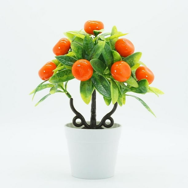Plantas artificiales en maceta, planta falsa en maceta pequeña, decoración del hogar, plantas artificiales pequeñas, planta de artificial para Naranja