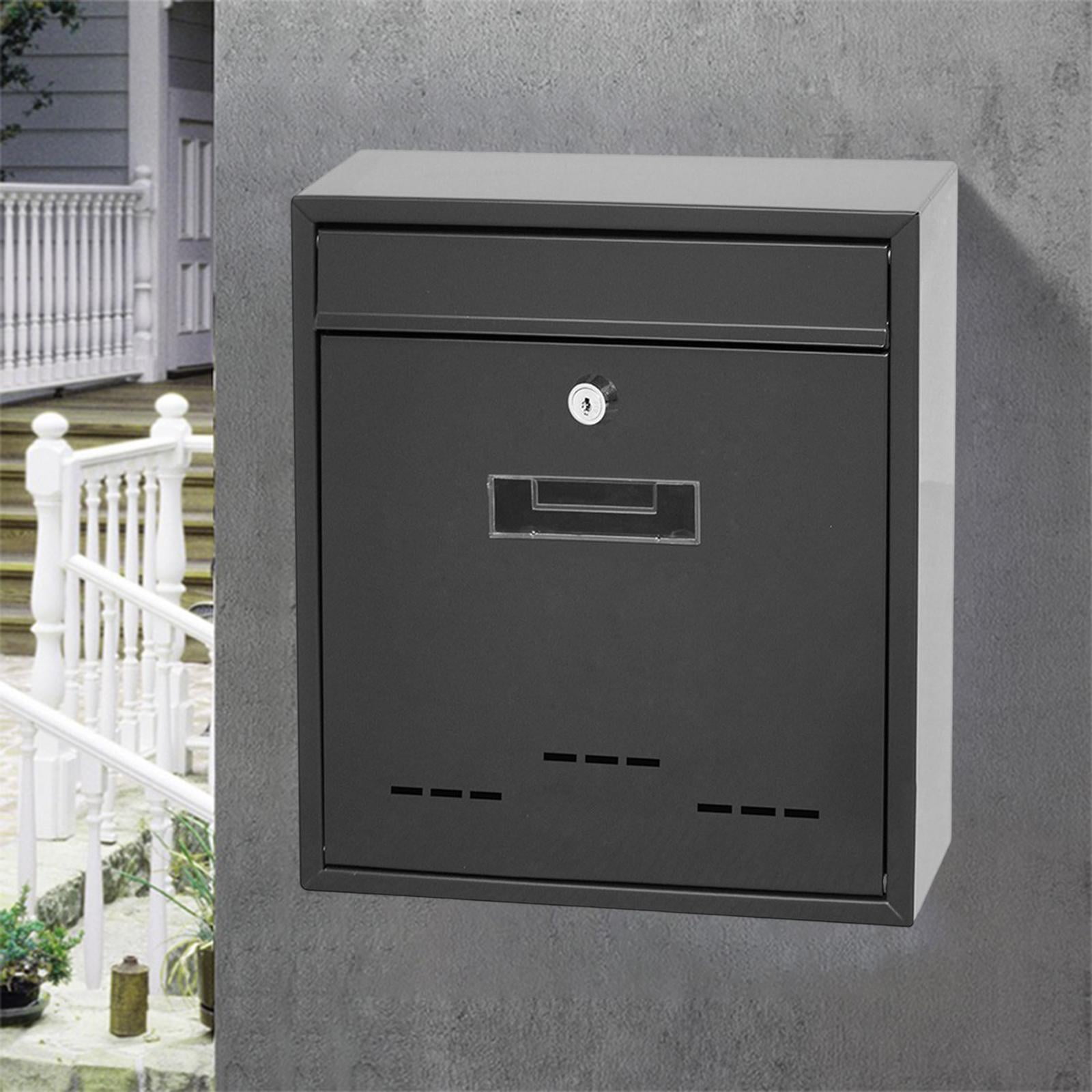 Large Wall Mounted Outdoor Charcoal Lock Mailbox Outside Steel Post Letter  Box