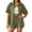 Green, variant on Women 2 Piece Outfits Long Sleeve Button Down Blouse And Shorts Shirts Sets Dark Blue M