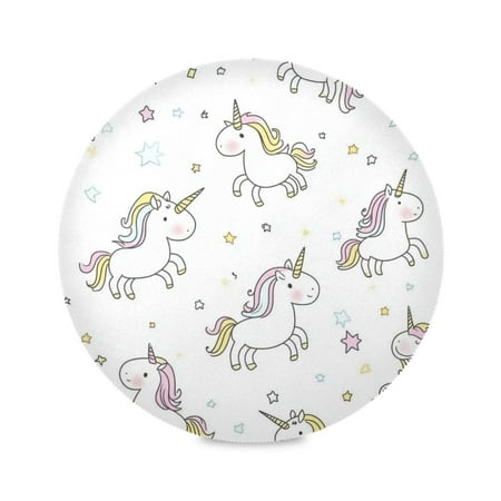 

Round Placemat Set 15.4 Inch Diameter Table Mats Heat-Resistant Decorative for Dining Tables Cute Unicorn