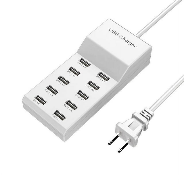 Cargador multipuerto USB 5V2.4A10 Puerto de carga de teléfono móvil Estación de carga de pila de carga rápida