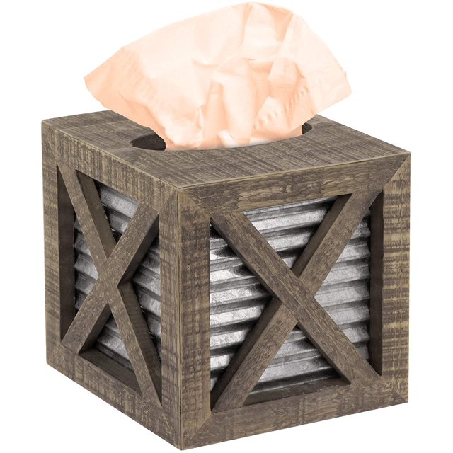 Caja de pañuelos de madera para sala de estar, mesa de centro, multifunción, cartón, 15,5 x 15,5 x 15,5 cm