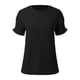 thumbnail image 4 of Blusa informal de manga corta para mujer - Cuello redondo, mangas con volantes y detalles a rayas - Prenda ligera para primavera-verano, 4 of 6