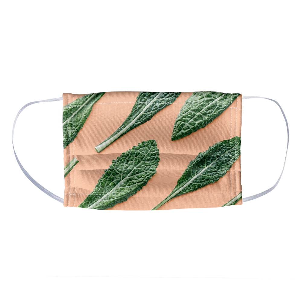 Organic Kale Leaves Pattern 1-Ply Reusable Face Mask Covering, Kids