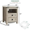 thumbnail image 2 of RedLemon Farmhouse Nightstand with Charging Station, Rustic 18 Inch End Table with 2 Storage Drawers and Open Shelf, Wood Sofa Side Table for Bedroom, Living Room (Light Rustic Oak), 2 of 6