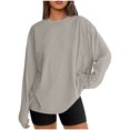 thumbnail image 2 of ZyeKqe Womens Long Sleeve Shirts Oversized Crewneck Basic Tee Casual Workout Fall Tops Fashion Clothes 2024, 2 of 7
