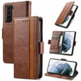 thumbnail image 1 of Case for Samsung Galaxy S21 FE 5G Cover Leather Wallet Folio Case Book Design Flip Magnetic Closure - Brown, 1 of 5