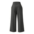 thumbnail image 4 of Weiqiqre Women's Straight Leg Jeans Pants Stretchy Cotton Linen Loose Fit Palazzo Pants Casual High Waist Stretchy Wide-Leg Trousers with Pockets, 4 of 5