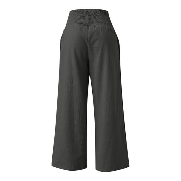 zanvin Womens Elastic High Waisted Pants Casual Wide Leg Long