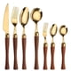 thumbnail image 2 of Durtens-Juego de cubiertos con mango de madera, vajilla occidental con abrazadera, cuchillo de acero inoxidable, tenedor, cuchara de té, vajilla portátil Fivean unisex, 2 of 2