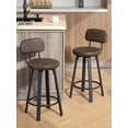 thumbnail image 2 of Bar Stools Set of 2, Modern Swivel PU Leather Counter Height Barstools, Upholstered Breakfast Bar Chairs with Footrest and Backrest for Kitchen Counter, Dining Room, Brown, 2 of 2