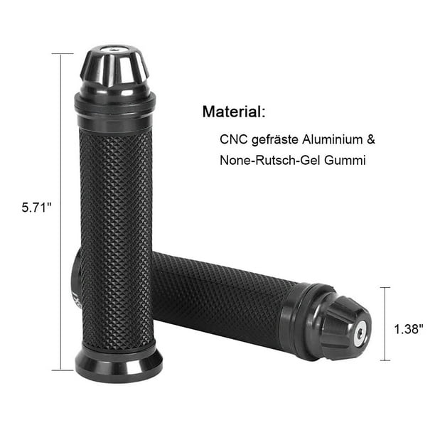 Gorgeri Puños De Manillar Para Moto – Universal 25mm, Aluminio + Goma Antideslizante (Negro) – Fácil Instalación