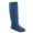 Denim Blue, variant on Data-1 Women's Fashion Slip On Pull Up Slouch Comfort Casual Flat Heel Mid Calf Round Toe Boots