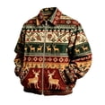 thumbnail image 3 of Sorvello Men's Boho Corduroy Christmas Pixel Print Full Zip Jacket Long Sleeve Loose Fit Collared Coat Top Winter Outerwear with Pockets for Men 2026 Brown XXXXL, 3 of 5