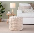 thumbnail image 5 of 24" Round Ottoman Pouf, Braided Ottoman Pouf, Modern Velvet Footrest Stool for Living Room, Bedroom, Entryway, Cream, 5 of 6