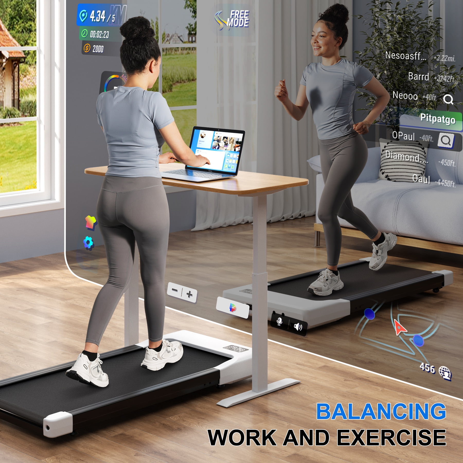 うんてい　雲梯　室内W1820×H1850×D600（1000） Redliro 2 in 1 Under Desk Folding Treadmills Walking Running