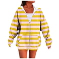 thumbnail image 3 of Scyoekwg Zip Up Jackets for Women Fall Fashion Striped Long Sleeve Sweatshirt Oversized Hooded Y2k Streetwear Outwear With Pocke (Yellow,M), 3 of 4