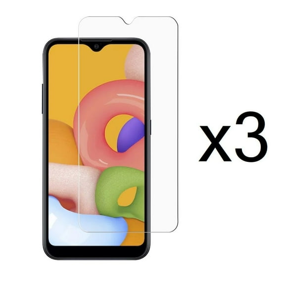 Bemz Samsung Galaxy A01 Tempered Glass Screen Protector and Atom Wipe - 3 Pack