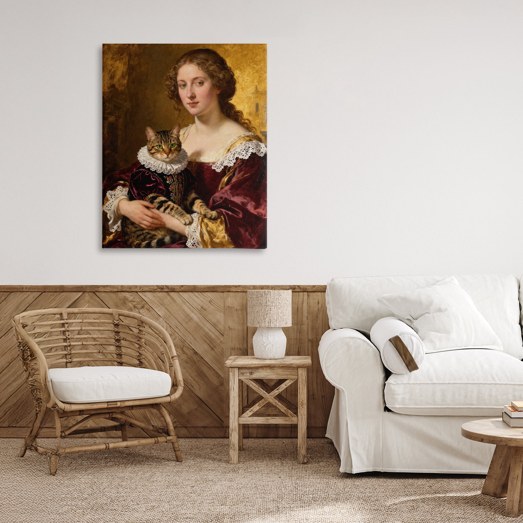 Stupell Industries Renaissance Lady with Regal Cat Canvas Wall Art, design by CAD Designs