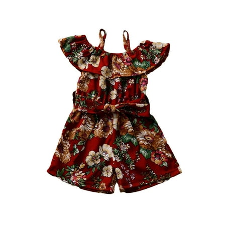 

Xingqing Girl s Off Shoulder Ruffle Sling Playsuit 3-4 Years