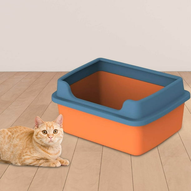 Cat Litter Boxes for Indoor Cats Open Air for open top Kitten Litter Boxes Low Entry Orange