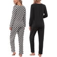 thumbnail image 2 of Anygrew Women's 2 Pack Long Sleeve Pajama Sets V Neck Lounge Sets Sleepwear With Pockets, 2 of 5