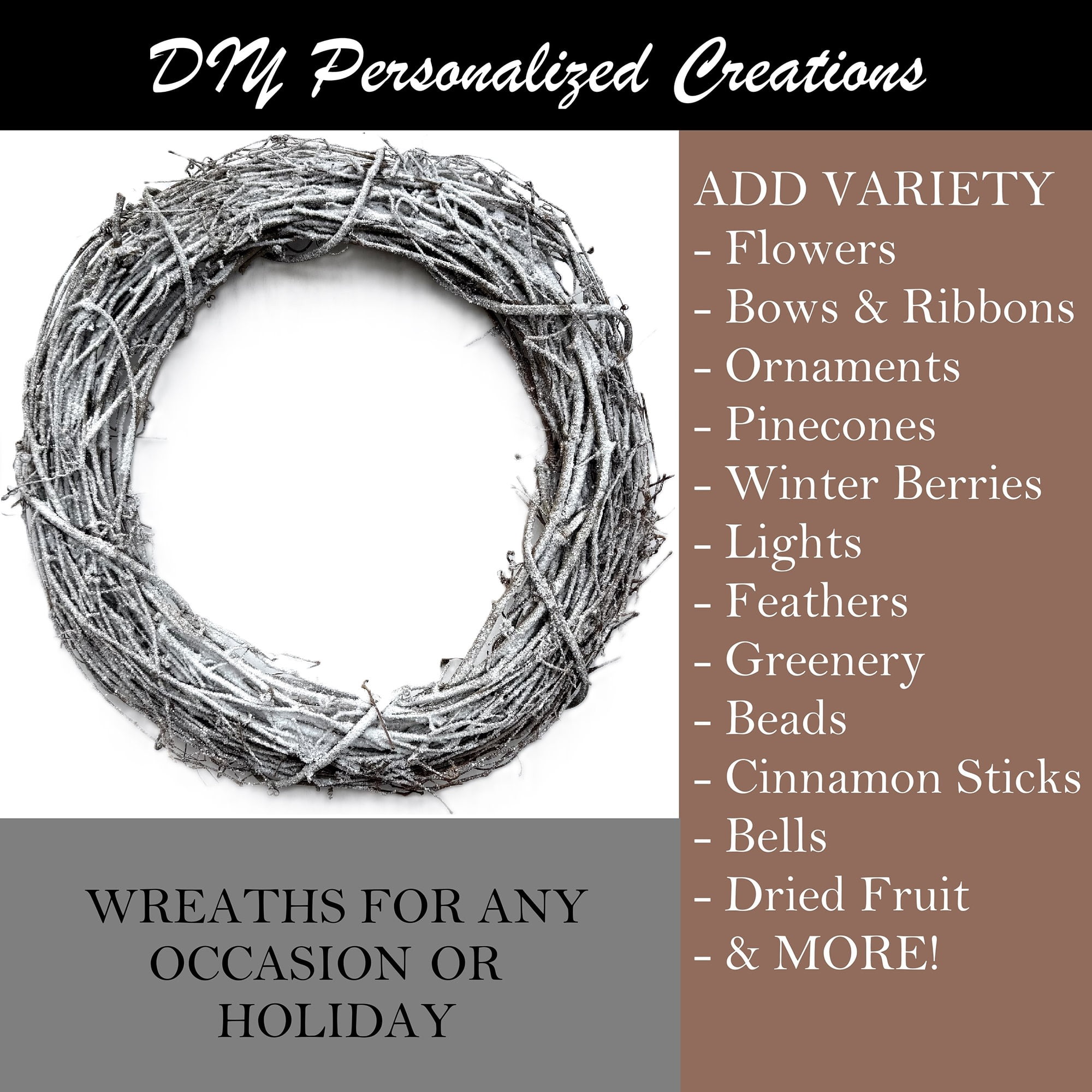 Kraft Lane: 18" Flocked Grapevine Wreath - Snow - DIY Craft Projects, Handcrafted, In-Outdoor Decoration, Behr Paint, Seasonal-Holiday-Event-Home