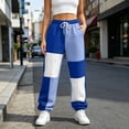 thumbnail image 2 of Inleife Women's Color Block Patchwork Jogger Sweatpants, High Waist Drawstring Cuffed Ankle Casual Long Pants with Side Pockets for Winter, 2 of 6