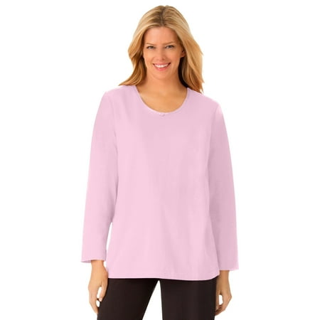 

Dreams & Co. Women s Plus Size Satin Trim Sleep Tee Pajama Top