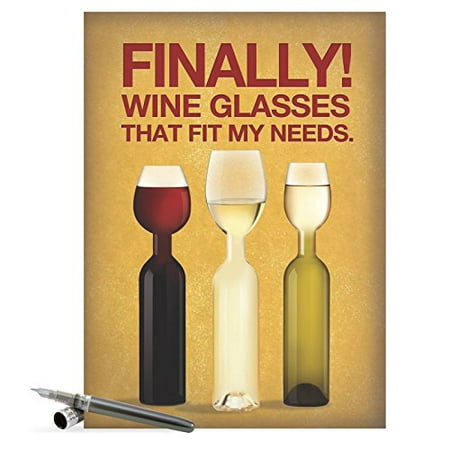 J9978 Jumbo Funny Birthday Card 'Wine Glass Needs', Extra Large Greeting Card With Matching Envelope - NobleWorks