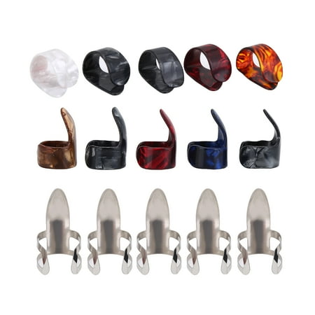 Rolling Stones Guitar Pick WALFRONT 15Pcs DIY Thumb Forefinger Finger Picks Protector Accessory with Storage Box for Guitar ,Finger Pick, Metal Finger Pick ()