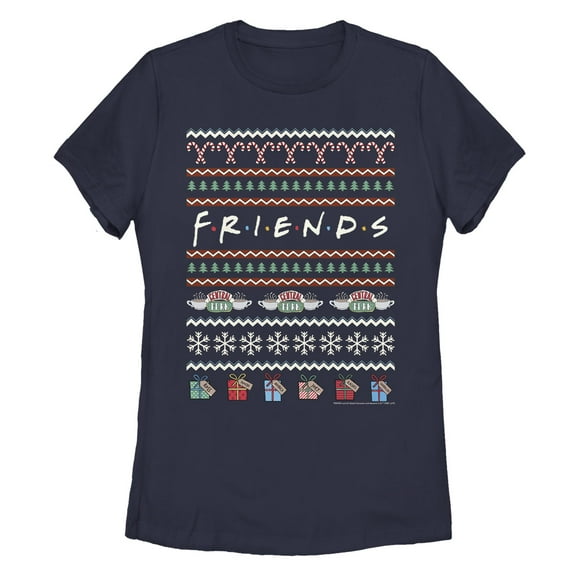 Women's Friends Ugly Christmas Sweater Print Logo  Graphic T-Shirt