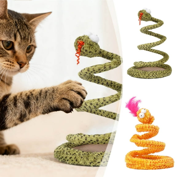 thosestan Cat Spiral Snake Toy Toys Activity Spring Interactive Toy Pet Coil Spiral Action Toys for Multi Cats Playful, Green Yellow