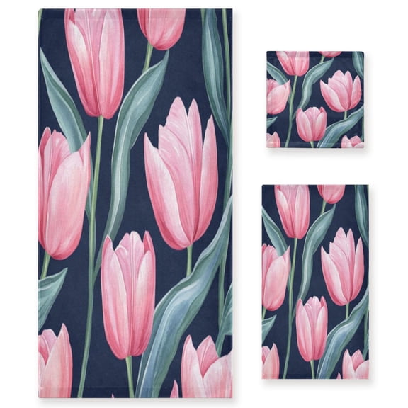 Three-Piece Towel Set Face Towel Towel Set Hand Towel Bath Towel Cotton Bath Towels Bath Towel Sets Hand Bath Towels Pinktulips2