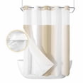 thumbnail image 2 of Beige White Ombre No Hook Shower Curtain Waterproof,Bathroom Curtains with Snap in Liners and See Through Top Window,Country Minimalist Abstract Gradient Hotel Style Bathtub Curtains Shower 72"Wx96"L, 2 of 8