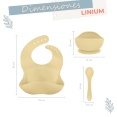 thumbnail image 2 of Kit Bebe LINIUM 3en1 Babero Cubiertos Plato Silicon Suave Color Beige, 2 of 9