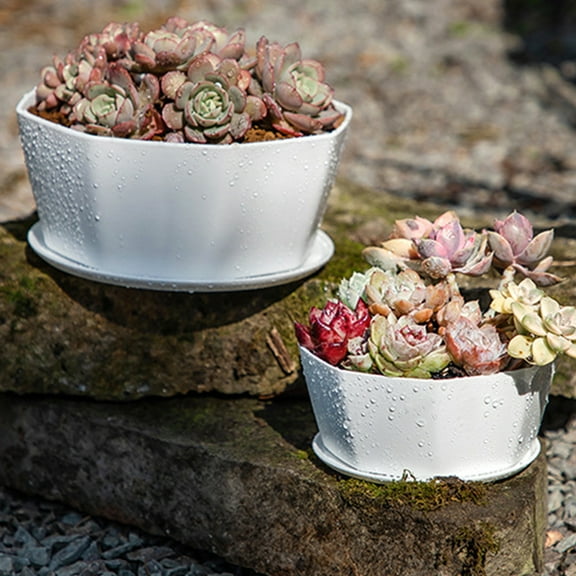 Travelwant Flower Pots, Plastic Plant Pots with Drainage Holes and Saucers, Modern Simple Indoor Outdoor Garden Planter Pots for All House Plants