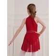 thumbnail image 4 of YONGHS Kids Girls Sparkle Ice Skating Modern Contemporary Ballet Latin Lyrical Dance Dress Burgundy 16, 4 of 7